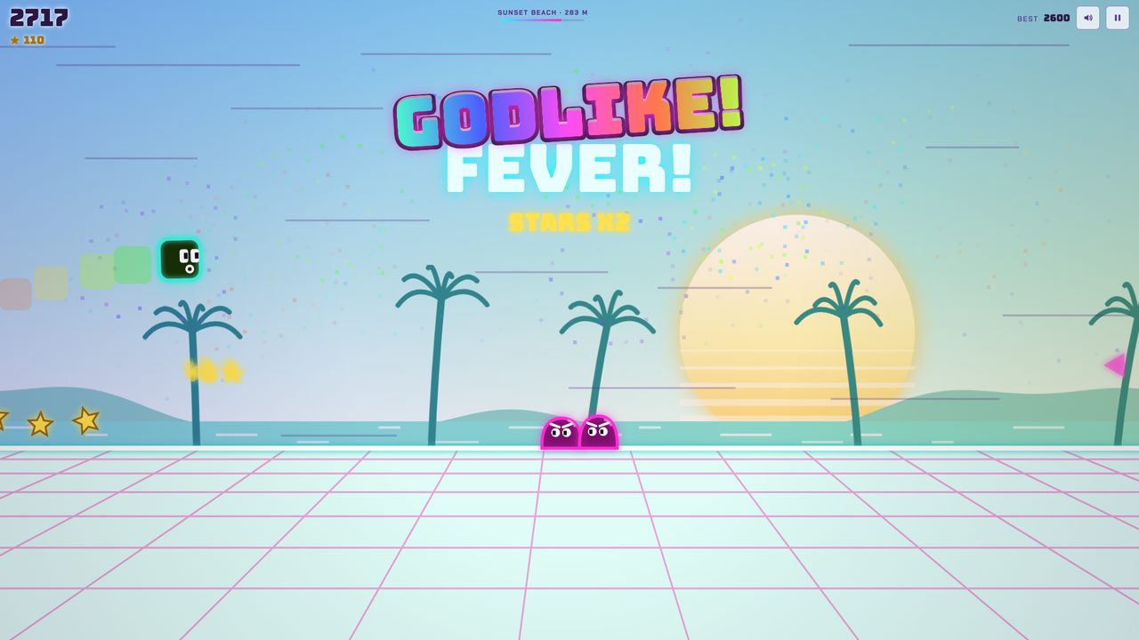 Neon Day: a sunny beach world with palm trees